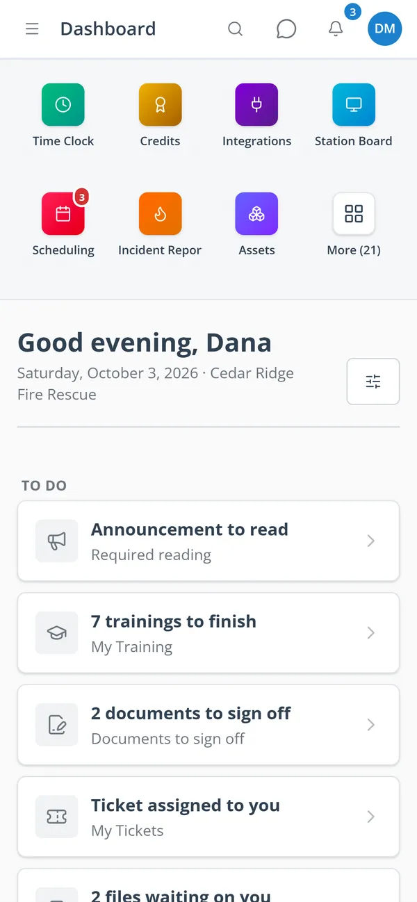 Station Clipboard dashboard on an iPhone