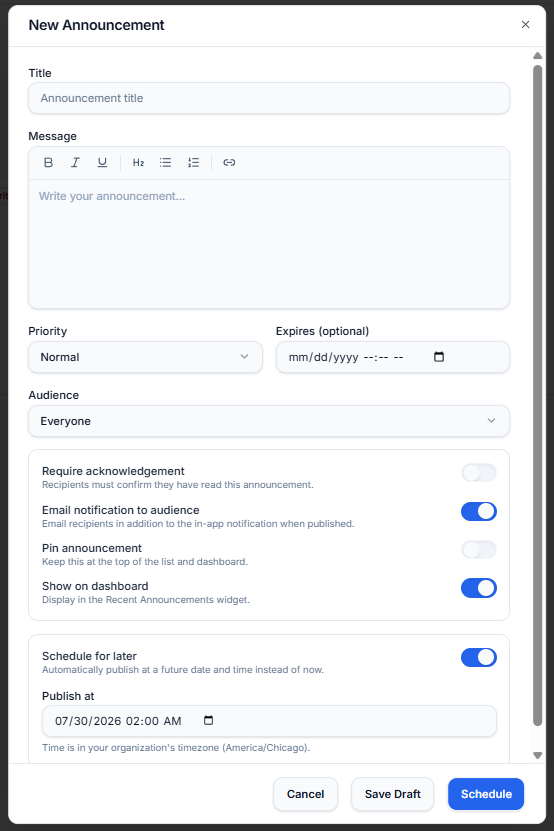 Schedule communication