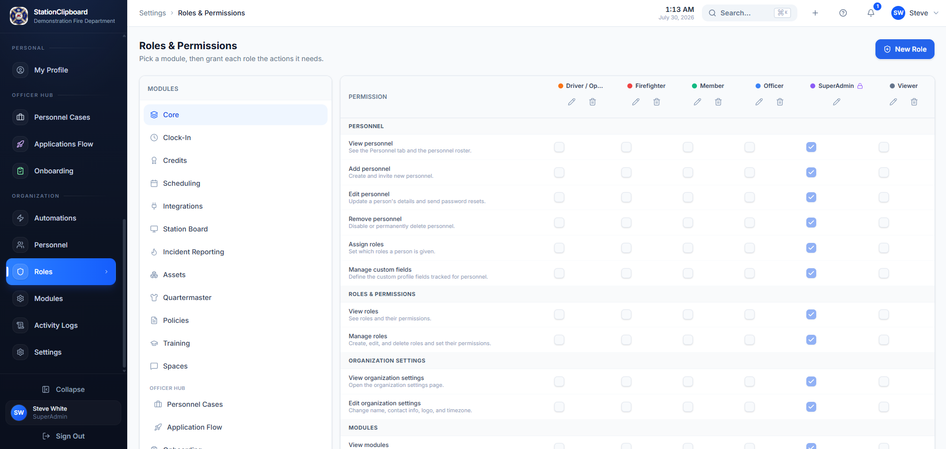 Permission control by module