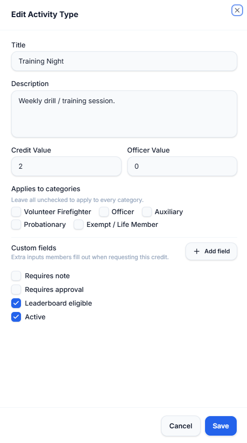 Activity configuration