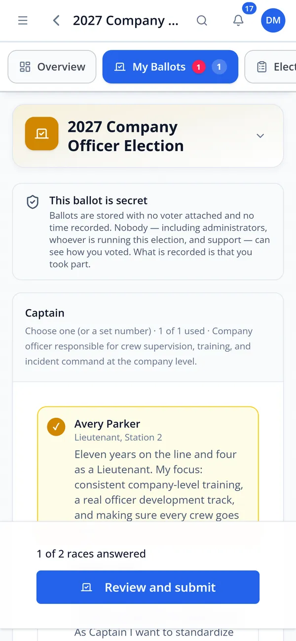 Mobile ballot