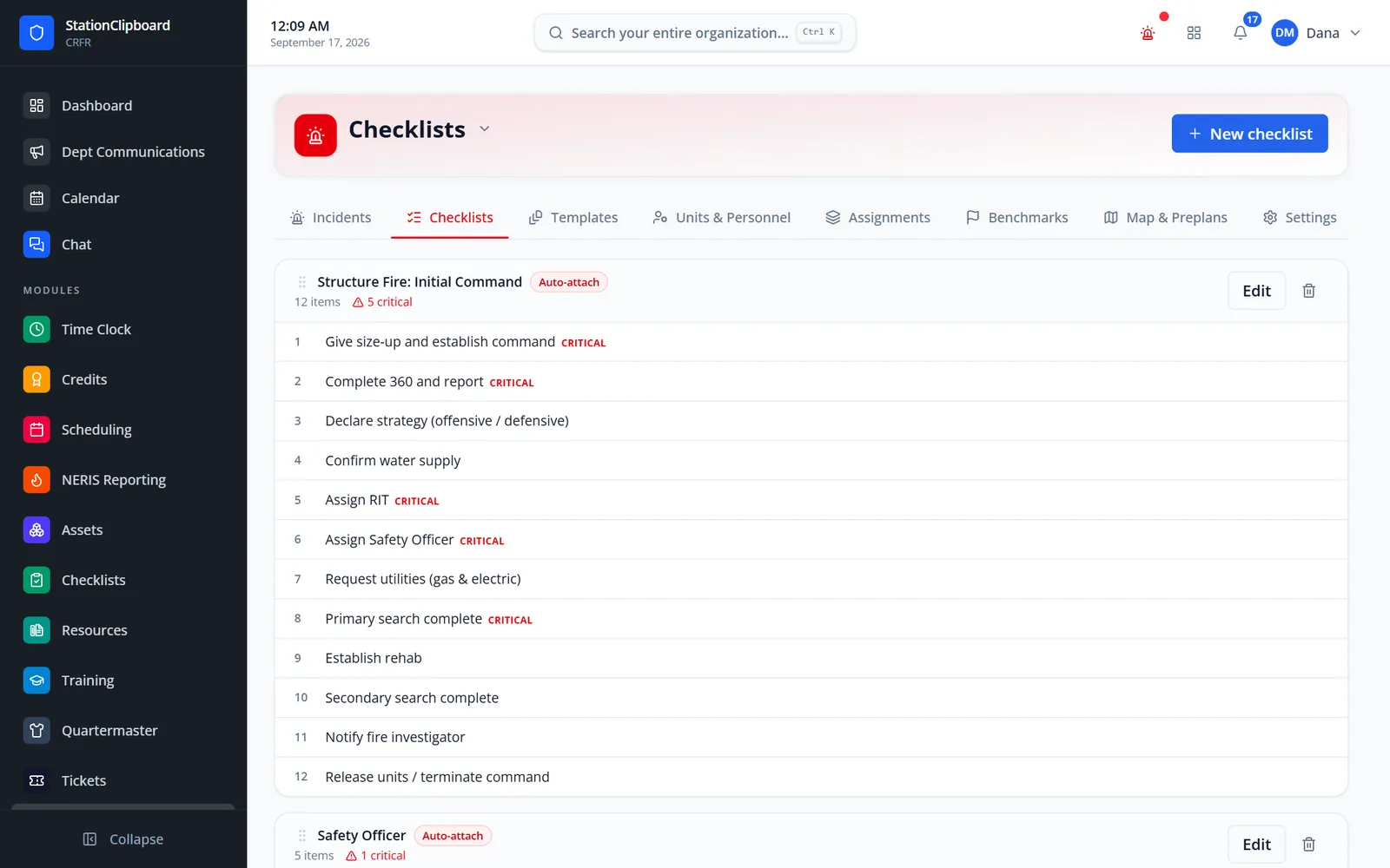 Incident checklist templates