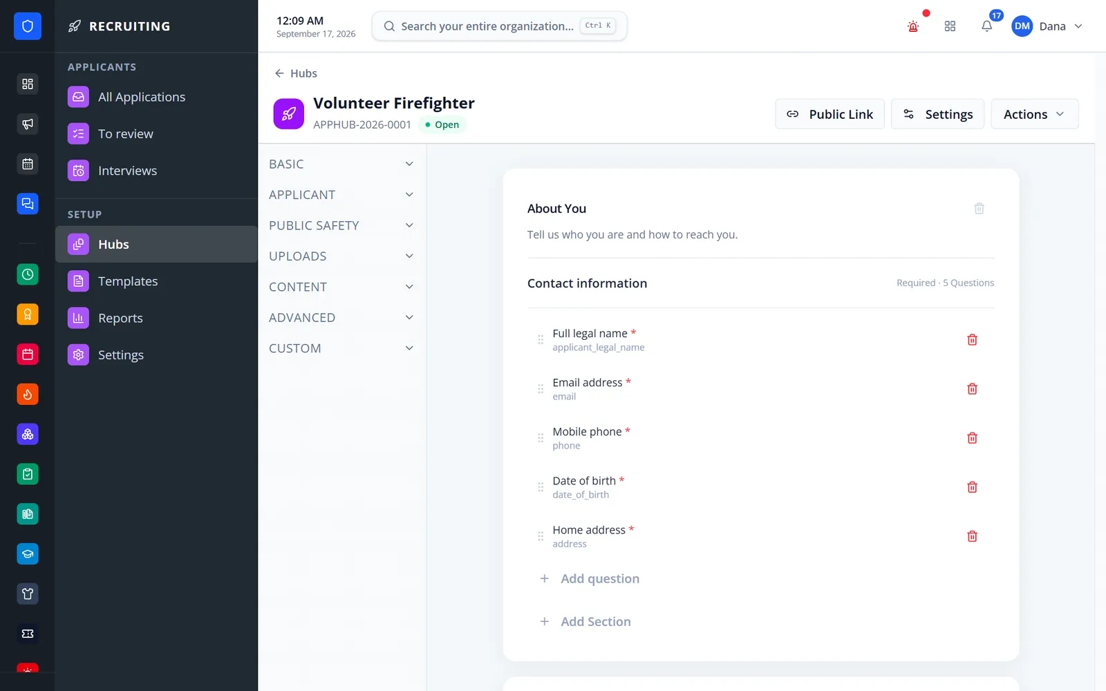 Application form builder