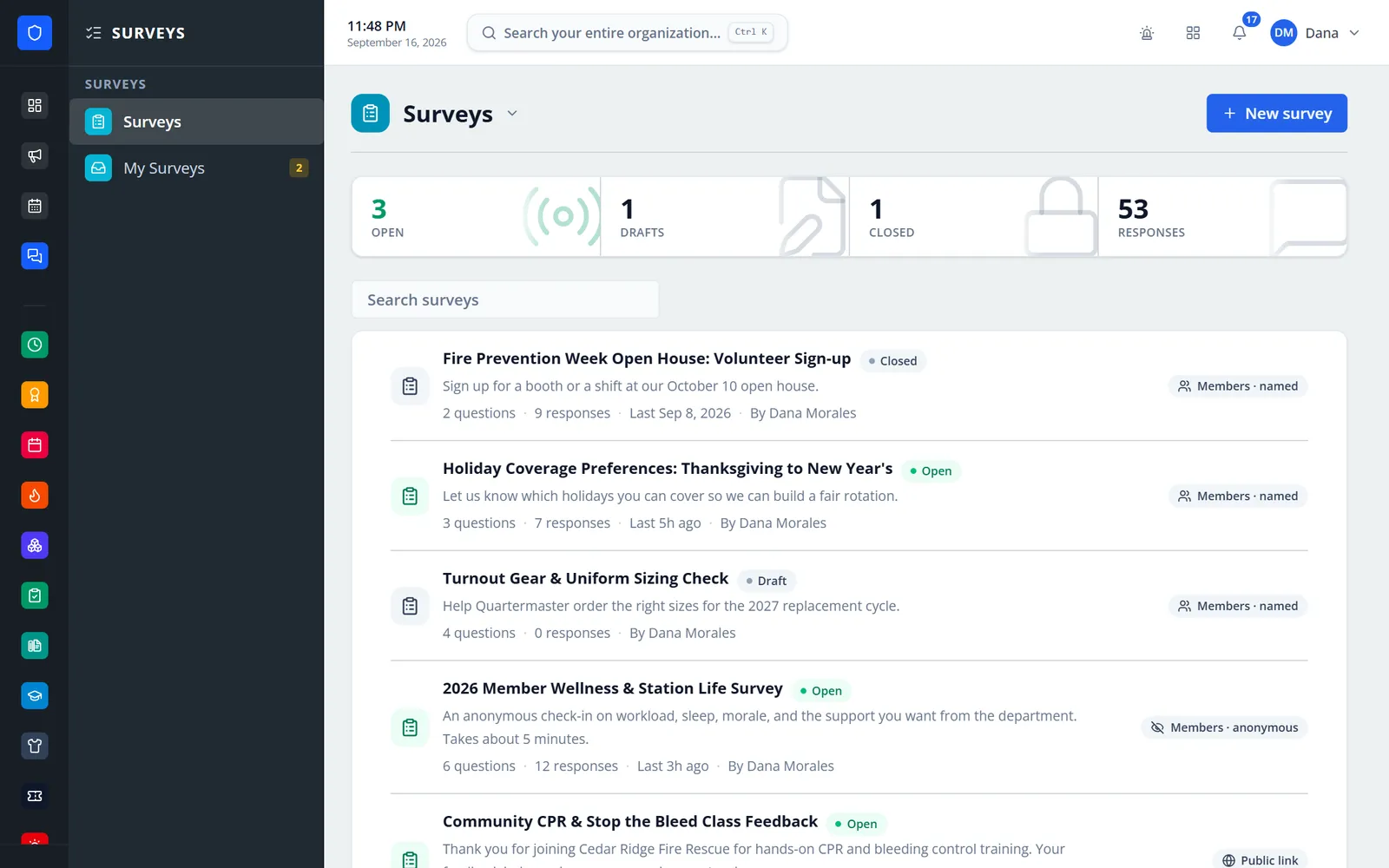 Surveys list